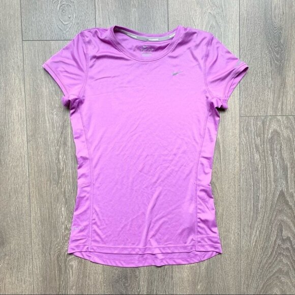 Nike Women's Pro Dri Fit T-Shirt Milner Running Purple Short Sleeve Crew neck - Picture 2 of 13
